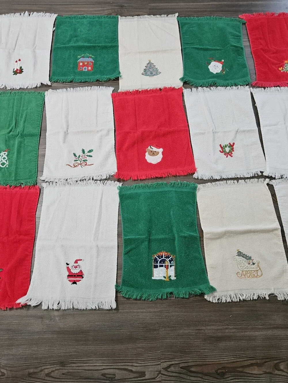 16 Christmas Themed Small Kitchen Bathroom Hand Towels with Various Embroidered